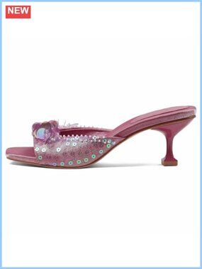 Sequin Slingback Low Heel Square Toe Mule Sandals Womens Party Dress Shoes